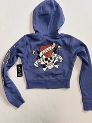 Y2K Ed Hardy Tracksuit Set Hoodie Sweatpants Periwinkle Blue Skull READ