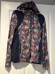 Lucky Lotus Women’s Multicoloured Cotton Thin Sweatshirt Zip Up Hoodie Sz XL