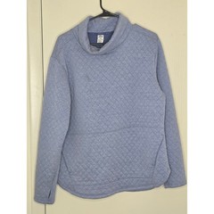 RBX Womens Blue Quilted Cowl Neck Pullover Sweatshirt Thumbholes Size Large