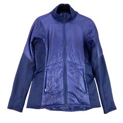 Athleta Track Jacket XS Blue Fitted Full Zip Athleisure Running Yoga RN 54023