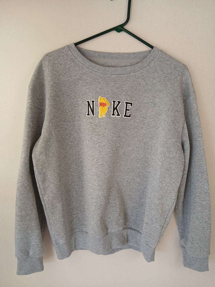 Winnie The Pooh Patch Custom Gildan Grey Sweatshirt Size Med
