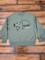 Disney Minnie Mouse Sage Green Graphic Crewneck Sweatshirt Pullover Women’s L
