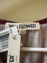 NWT WallFlower Pink Blue White Striped Aztec Hooded Pocket Hoodie Poly Blend M