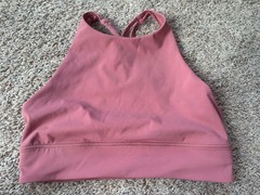 Lululemon Energy Bra High Neck Long Line Brier Rose Pink Size 12 No Pads