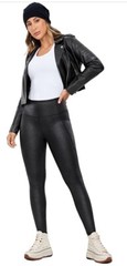 NWT CRZ YOGA LEGGINGS XS 0/2 ~ BLACK MATTE FAUX LEATHER