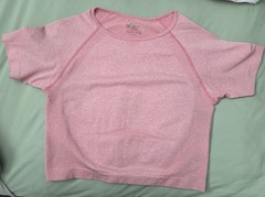 Marika Women’s Lot of 3 Seamless Stretch Cropped Tee Crew Neck S Pink/Gray/Blue