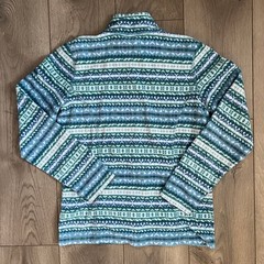 L.L Bean Womens Small Regular Nordic Print Full Zip Up Fleece Jacket Blue Teal