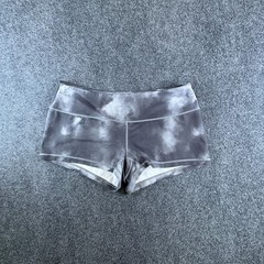 Feed Me Fight Me Booty Shorts Womens 33×4 Gray Tie Dye Handprint Activewear