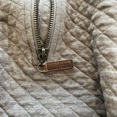 L.L. Bean Womens Quilted Quarter Zip Pullover Top Size Small Grayish Brown