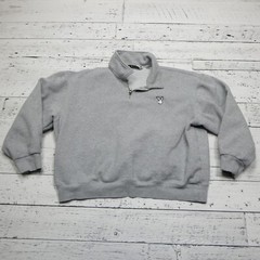 Playboy Pacsun Sweatshirt Womens L Gray Fleece Boxy Crop 1/4 Zip Cotton Blend