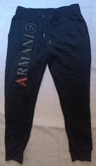 Armani Exchange Sweatpants Womens L Black Joggers Drawstring Cotton /*516