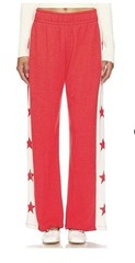 Lauren Moshi Tawny Stars Red White Wide-Leg Cotton Modal Track Pants M $163