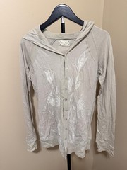 Miss Me Hooded Cardigan Size Small Beige Floral Embroidered Boho Top