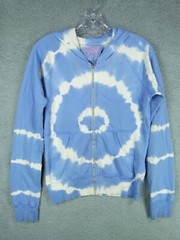 Pink Lotus Womens Blue / White Tie Dye Full Zip Hoodie – Holes – Size Small
