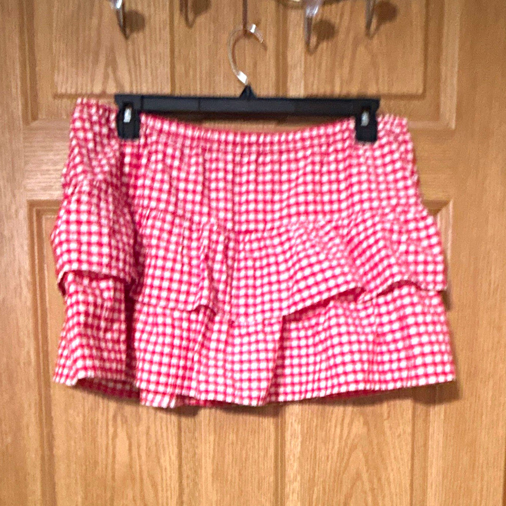 Wild Fable Red/White Gingham Ruffle Skort, Women’s Xl