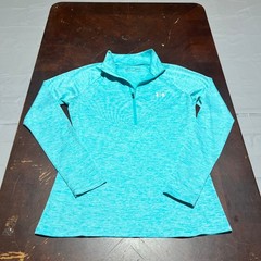 Under Armour Womens HeatGear 1/4 Zip Pullover Turquoise Heather 1320128 Medium
