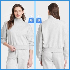 Medium – Womens Pullover Mock Neck Sweatshirt – Universal Thread – Heather Gray