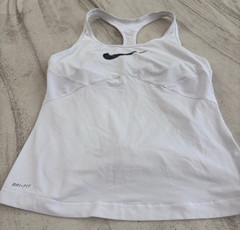 Nike Dri-Fit Women’s Racerback Tank Top W/ Built In Bra White W/ Logo Size M
