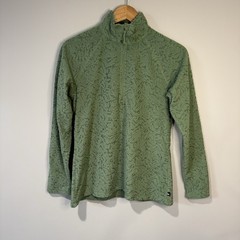 Eddie Bauer Quest Fleece 1/4 Zip Sage Green Seapine Print Hiking Women’s Size S