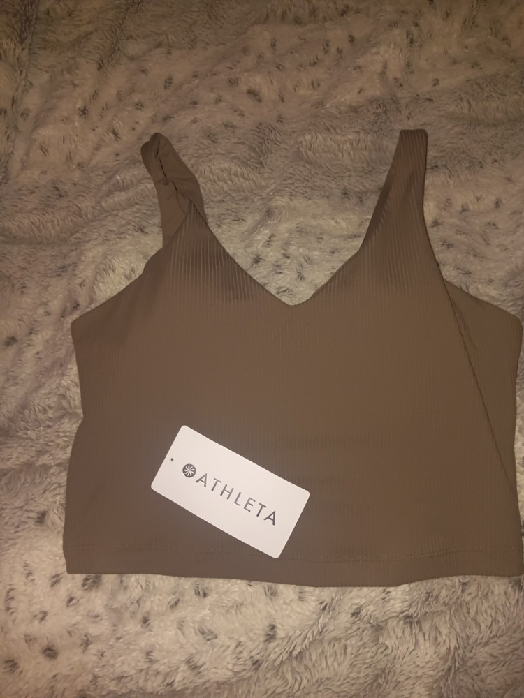 Athleta Women’s Ribbed Sports Bra S Brown Pullover Wireless