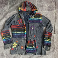 Womens Vintage Y2K Rising International Boho Chic Hippie Hoodie Sweatshirt Sz XL