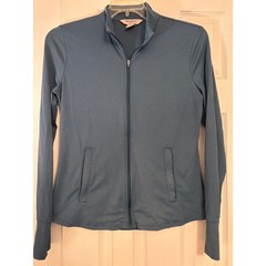 Tommy Bahama Active Womens Blue Honeycomb Full Zip Jacket Thumbholes
