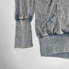 American Age Y2K Rhinestone Embroidered Fleur De Lis Hoodie Gray Speckled Zip Up