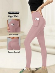 Women High Waisted Yoga Pants Leggings With Pockets Soft Stretch Fitness Pants