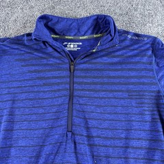 Brooks 1/2 Zip Pullover Women Small Blue Space Dye Striped Thumbhole 210827