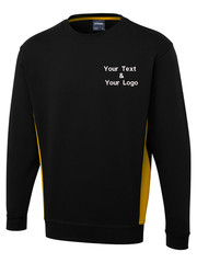 Personalised Embroidered Two Tone Crew Neck Sweatshirt Custom Text Logo Unisex
