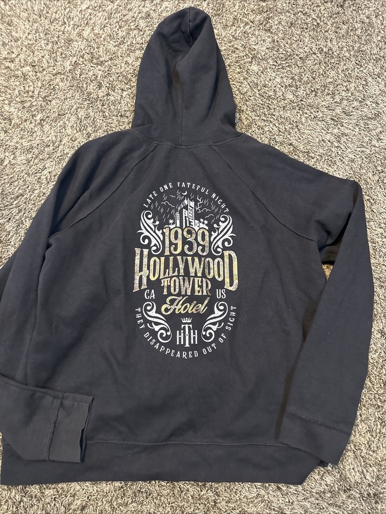 Disney’s 1939 Hollywood Tower Hotel Black Full Zip Hoodie Jacket Size 2XL