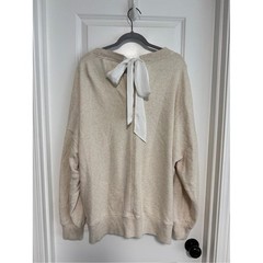 Aerie Women’s Sweatshirt Oversized Oatmeal Heather Bow Back Pullover Size L