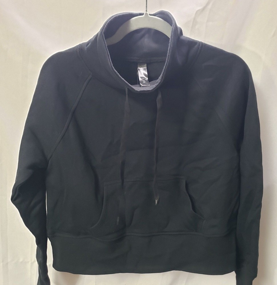 Core 10 Women’s Super Soft Fleece Cropped Length Cowl Neck Sweatshirt, Black, XS