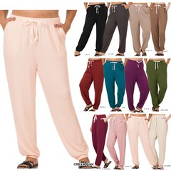 Zenana 5092 Soft French Terry PLUS Jogger Lounge Pants Poly Rayon Spandex