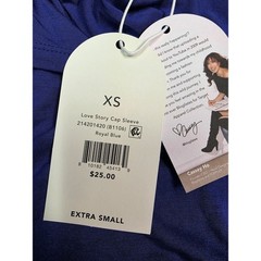 Blogilates Love Story Cap Sleeve Ruched Tie Back Top Royal Blue Size XS