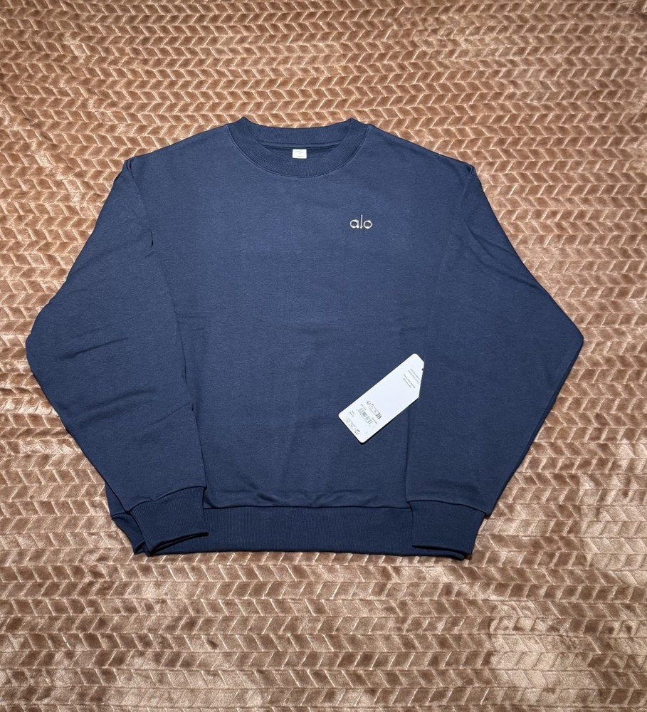 Alo Accolade Navy Blue Crewneck Pullover Sweater