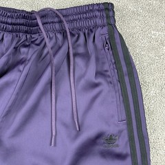 Adidas Track Pants Womens 6 Purple Wide Leg Satin 3 Stripe Originals