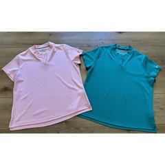Women’s Lot of 2 Nike Golf Zip Up Polo Shirts Size XXL Coral & Teal Green