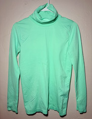 Athleta Mint Green Flurry Blizzard Rib Turtleneck Top M Ribbed Athleticwear