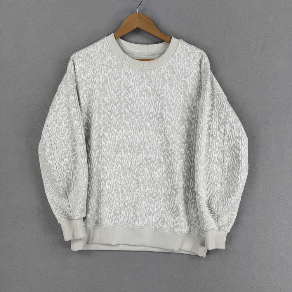 Lululemon Sweatshirt Womens Large Gray Textured Jacquard Crewneck Pullover