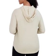 Sage Collective Women’s Tan Hoodie, M, Thumbholes, Ribbed 4-Way Stretch Pullover