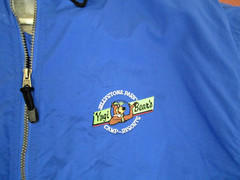 Yogi Bear’s Jellystone Camp Blue Nylon Hooded Pockets Lined Jacket- Unisex Lg.