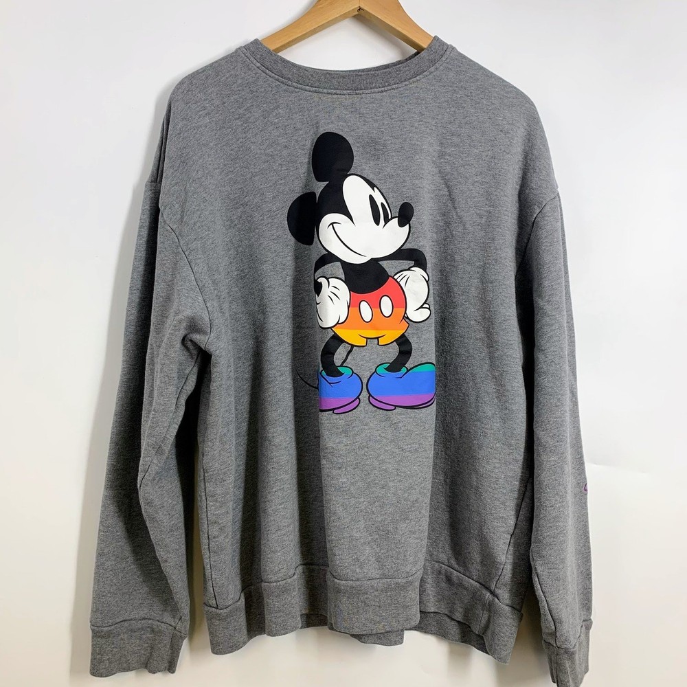 Disney Mickey Mouse Rainbow Pride Sweatshirt Gray Women’s Size XL