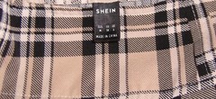 SHEIN: Women’s Beige and Black Plaid Pleated Mini Skirt, Size 6