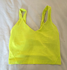 lululemon athletica Yellow Solid Logo Sports Bra, Wireless Pullover, Size 0