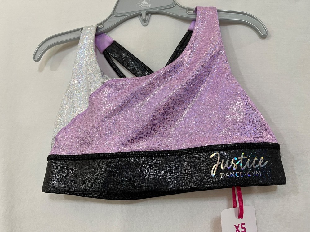 Justice Girls Dance Gym Sports Bra U pick Purple/Silver/Black Crossback Wireless