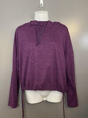 GapFit Hoodie Womens Medium Purple Brushed Tech Jersey Drawstring Hem Pullover