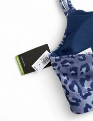 Gap XS Support Wireless Sports Bra Blue Leopard Crossback XS Pullover