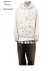 MAYSAINT BEIGE MMY MIHARA HOODIE FUN PAINTED WORN HOODED HOODIE SWEATSHIRT JUMPE