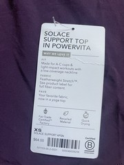 ATHLETA Solace Supernova Support Bra Tank Top Purple XS 0/2 NWT Retail $64 Yoga